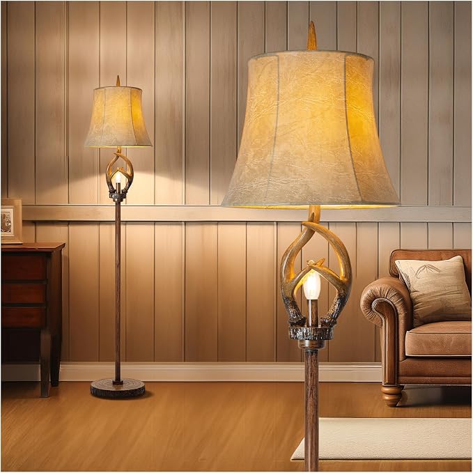 Scenekoy Rustic Farmhouse Antlers Floor Lamp by SCENEKOY