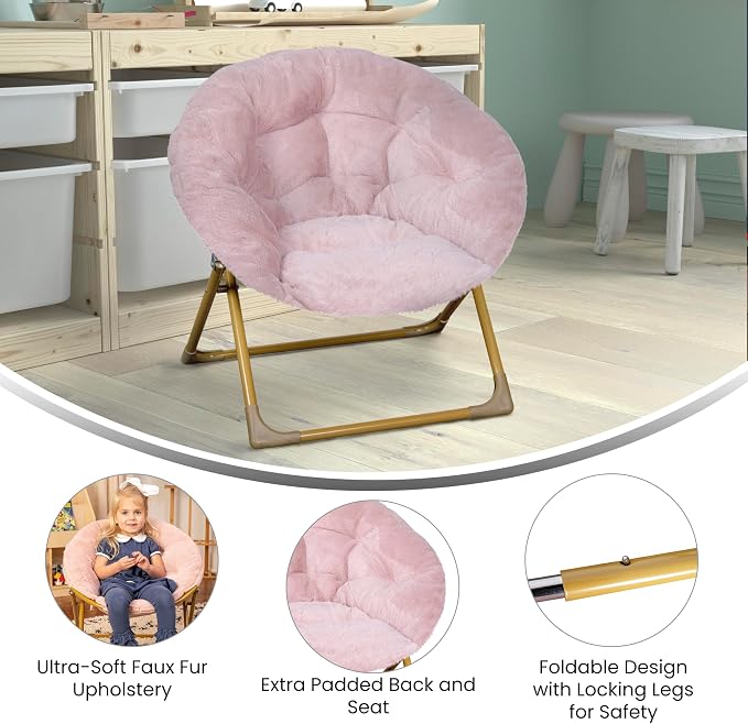 Flash Furniture Gwen Kids Cozy Mini Folding Saucer Chair - Image 4
