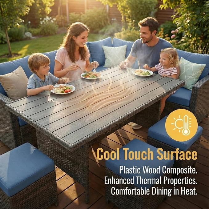 Wisteria Lane 7 Piece Patio Furniture Set, High Curved Back Wicker Patio - Image 6