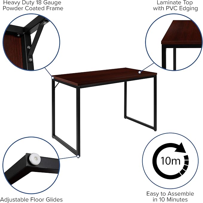 EMMA + OLIVER Industrial Modern Desk-47"L Commercial Grade Home Office - Image 5