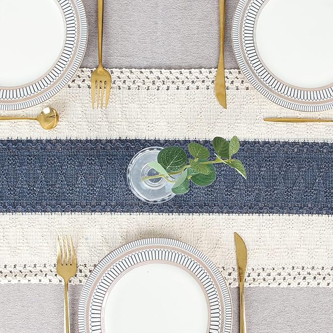 FEXIA Boho Blue Table Runner 72 Inches Long - Image 6