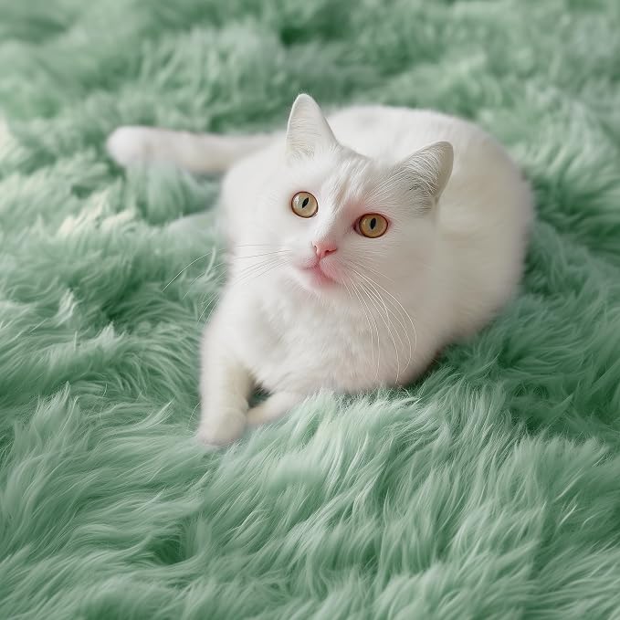 PAGISOFE Sage Green Rugs for Bedroom, 4x6 Ft Rectangle Fluffy Rug Plush Fuzzy - Image 5