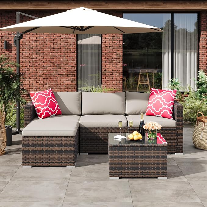 5-Piece Outdoor Sectional Sofa Set, All-Weather PE Rattan Patio Furniture - Image 3