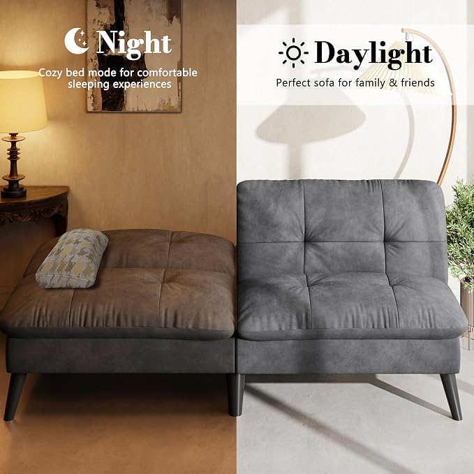Shintenchi Futon Sofa Bed, Foldable Small Velvet Couch Bed - Image 7