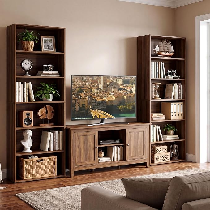 IRONCK Bookshelves and Bookcases Set of 2 Floor Standing 6 Tiers Display - Image 2