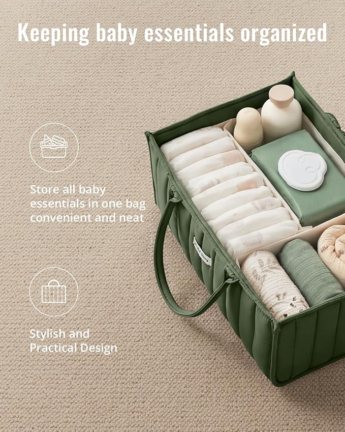 Blissful Diary Baby Diaper Caddy Organizer, Stylish Storage Basket - Image 4