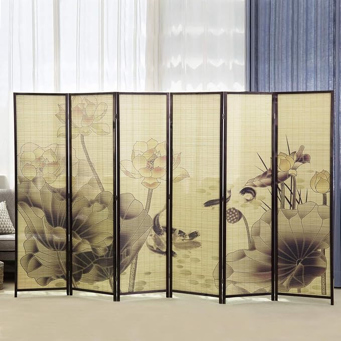 MyGift Decorative 6-Panel Folding Room Divider Bamboo Screen - Image 2
