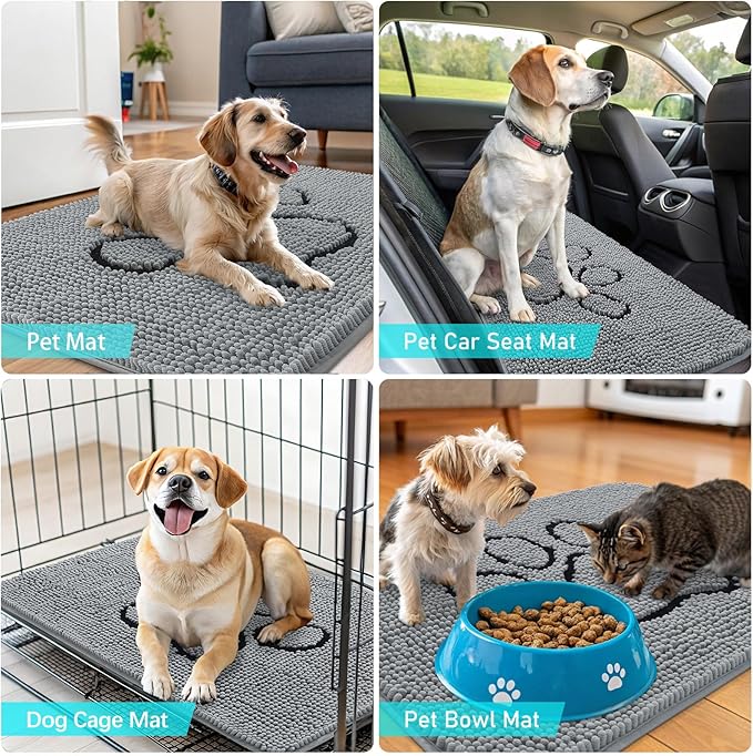 OLANLY Dog Door Mat for Muddy Paws 47x32, Paw Print Design, Absorbs Moisture - Image 7