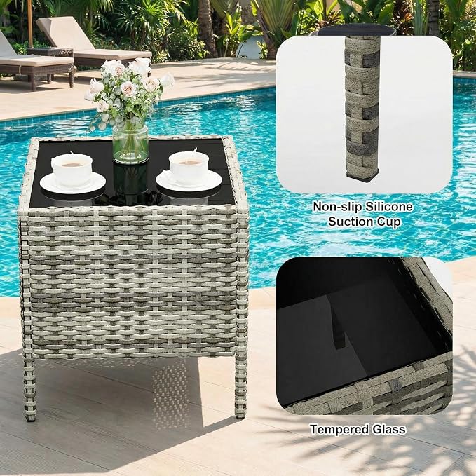 GarveeHome 3-Piece Patio Bistro Set, PE Rattan Outdoor Conversation Furniture - Image 4