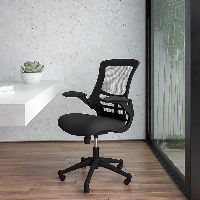Flash Furniture Kelista Mid-Back Black Mesh Swivel Ergonomic Task Office Chair - Image 2