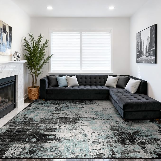 RELEANY Washable Area Rugs 10'x14 Non-Slip Modern Abstract Soft - Image 2