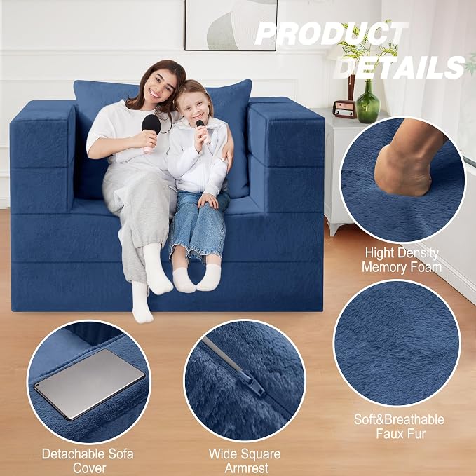Futon Sofa Bed with Pillow, 3-in-1 Sleeper Sofa Bed with Removable Cover - Image 7