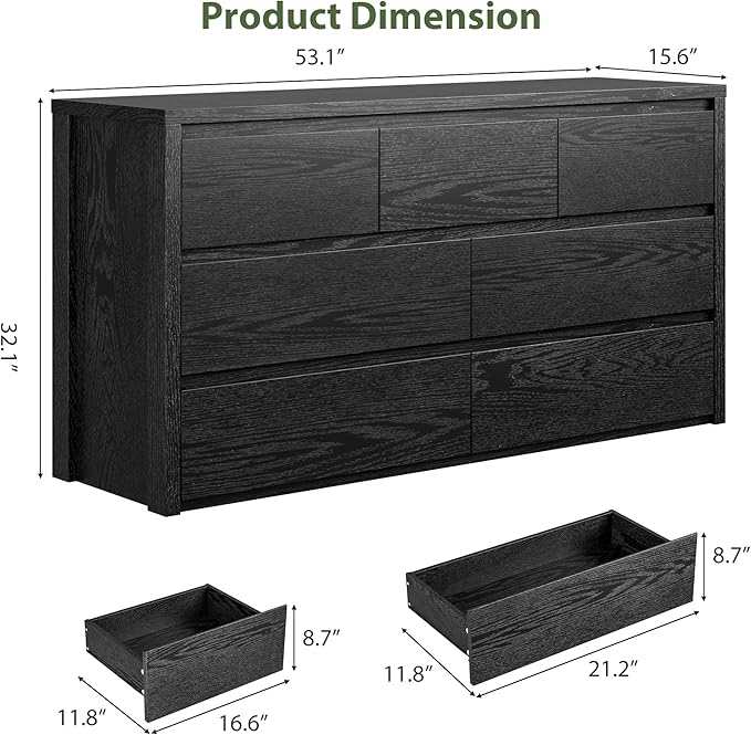 GarveeHome 7 Drawer Dresser for Bedroom, Wide Modern Chest of Drawers, Large - Image 2