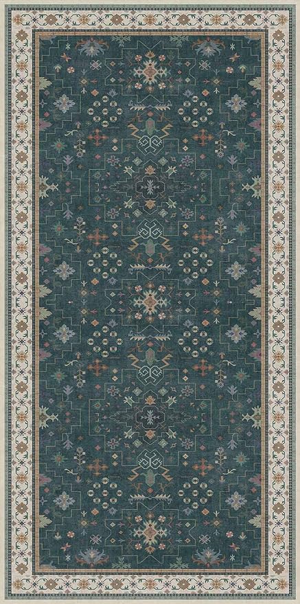 Dark Green Oushak 3x6 Kitchen Rug - Image 2