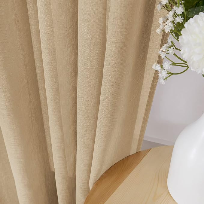 Tollpiz Short Sheer Curtain Linen Textured Living Room Curtains Sheer Light - Image 3