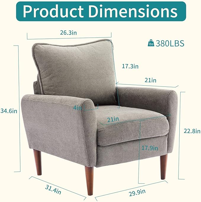 OLIXIS Comfy Accent Chair for Living Room Bedroom and Waiting Room, Upholstered - Image 2