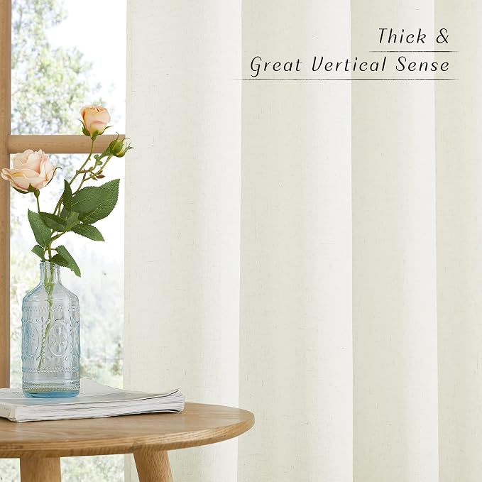 NICETOWN Linen Off White Window Curtains 84 inches Long, Grommet Thick Linen - Image 6