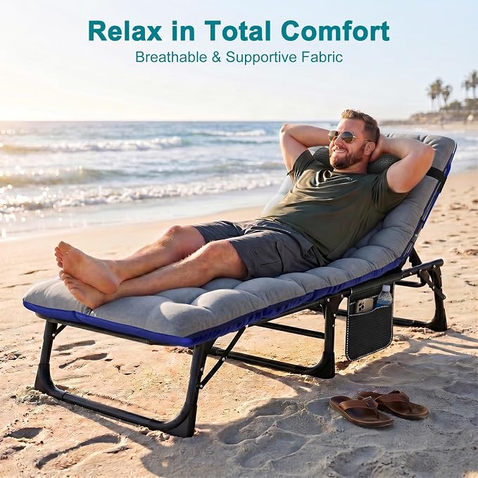 ABORON 2PK Heavy Duty Tanning Chair, 5-Gear Outdoor Folding Chaise Lounge Chair - Image 2