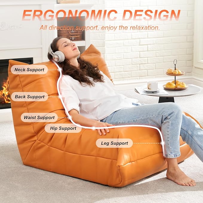 Hobestluk Giant Bean Bag Chair Lazy Floor Sofa, Memory Foam Fireside Sofa - Image 4
