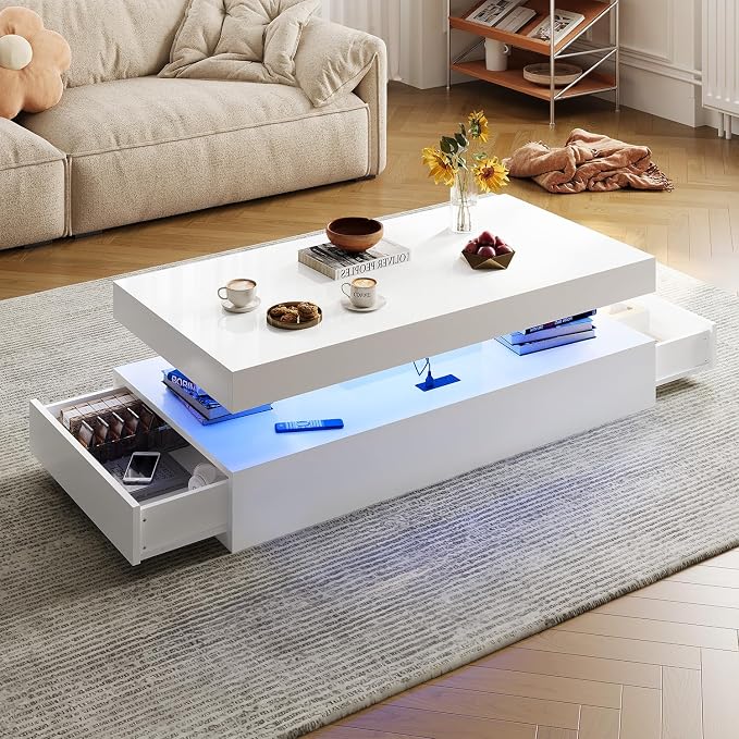 Modern Table Set Includes 70" Fireplace TV Stand & 47" Coffee Table - Image 8