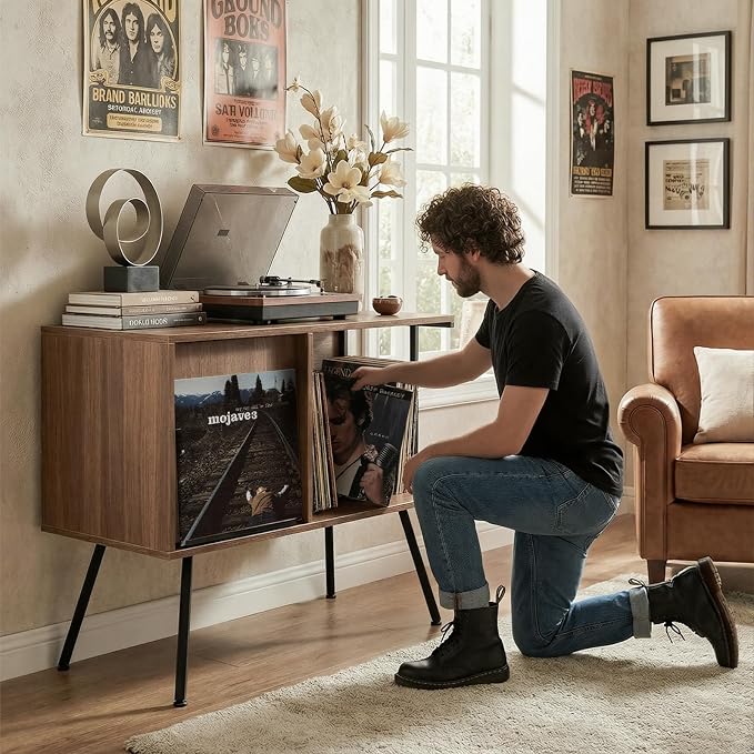 Faesun Flip Top Record Player Stand, Large Turntable Stand Holds up to 150+ - Image 8
