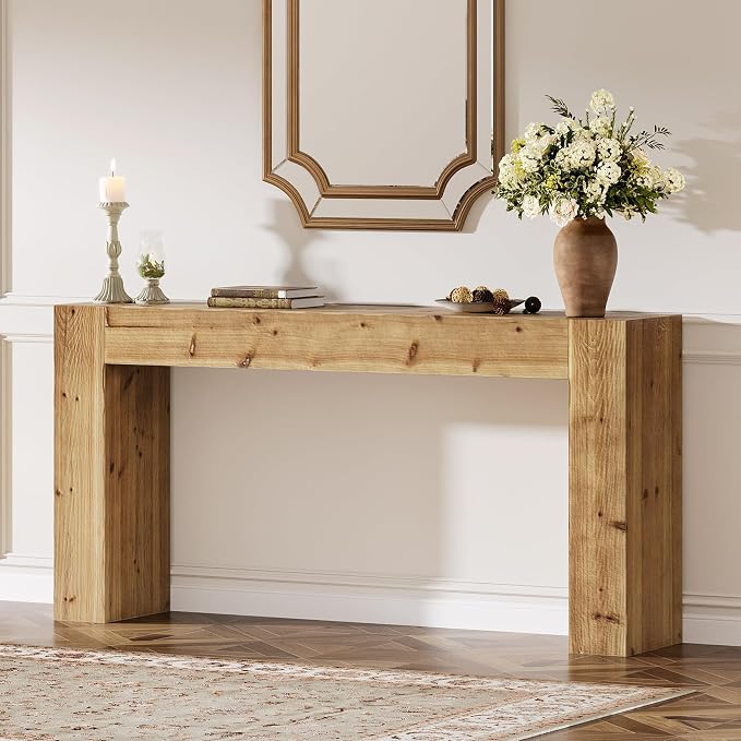 Solid Wood Console Table, 63-Inch Farmhouse Sofa Table Behind Couch - Image 8