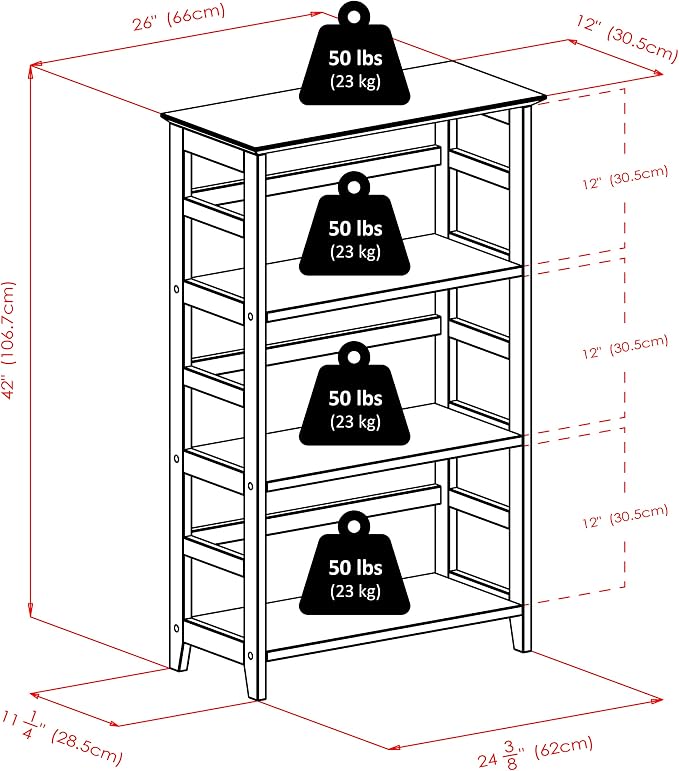 Winsome Studio 3-Tier Bookshelf, Classic Display Bookcase, Functional & Stylish - Image 3