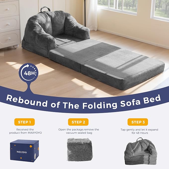 MAXYOYO Folding Sofa Bed with Backrest, Boneless Fold Out Couch Bed with Handle - Image 7