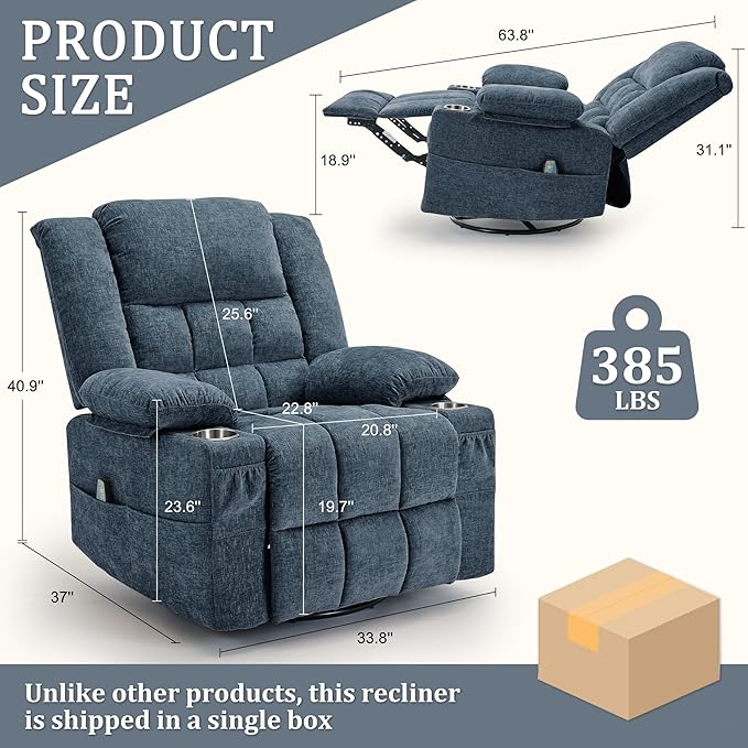 Korser 360° Swivel Rocker Recliner - Image 2