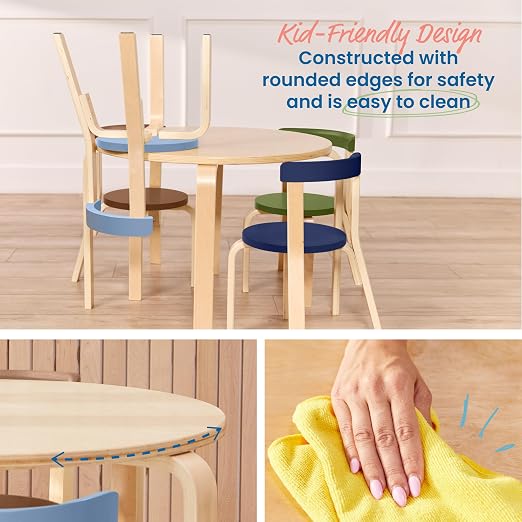 ECR4Kids Bentwood Table and Curved Back Chair Set, Kids Furniture - Image 5