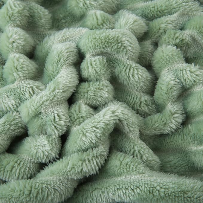 Sage Green Fleece Throw Blanket 108”×90” - Image 3