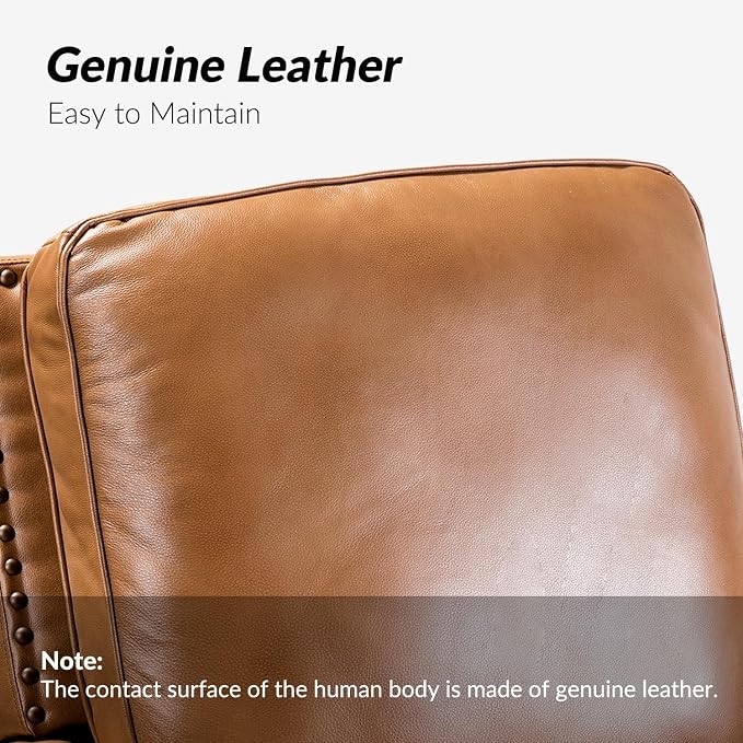 HULALA HOME Genuine Leather Manual Recliner Chair - Image 6