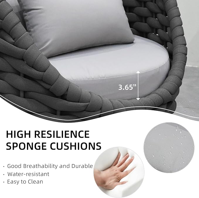 TWT Patio Furniture Sofa Set 4 Pieces Aluminum Outdoor Furniture w/27.8in - Image 5