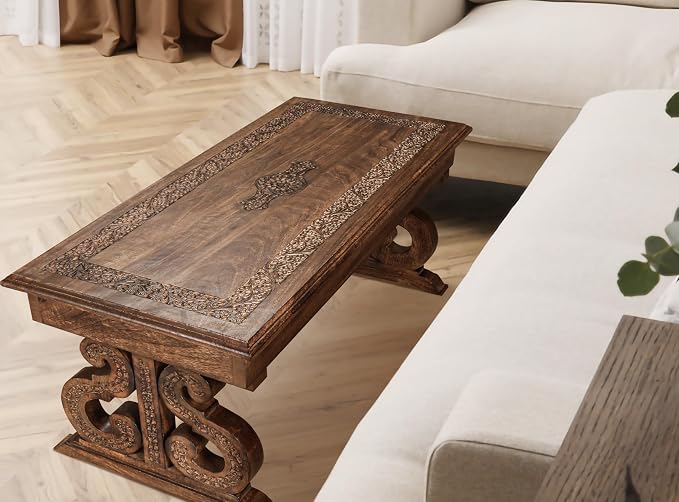 Lightnpro Handcrafted Mango Wood Rectangular Coffee Table - Image 8