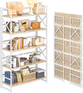 4NM Extra Wide 5 Tiers No Assembly Book Shelves, 51.2" H Folding Bookshelf by 4NM