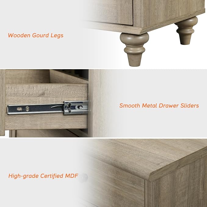 WAMAPT Buffet Cabinet with 4 Doors and 2 Drawers, Large Coffee Bar Table Wood - Image 4