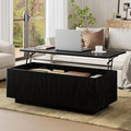 FABATO Mid Century Modern Coffee Table, Wooden Fluted Center Table by FABATO