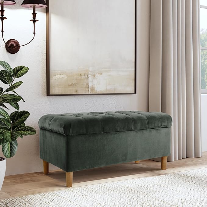 Homepop Home Decor | Tufted Ainsley Button Storage Ottoman Bench - Image 4