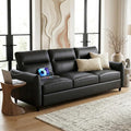 STHOUYN 85” Black Faux Leather Couch by STHOUYN