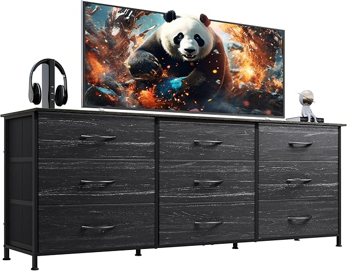 WLIVE 63''W Dresser for Bedroom, 75 inch TV, Wide Chest of Drawers by WLIVE