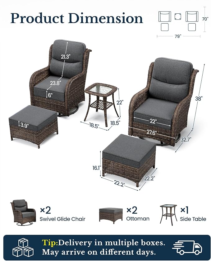 HILLGA 5-Piece Luxury Patio Furniture Set - Image 2