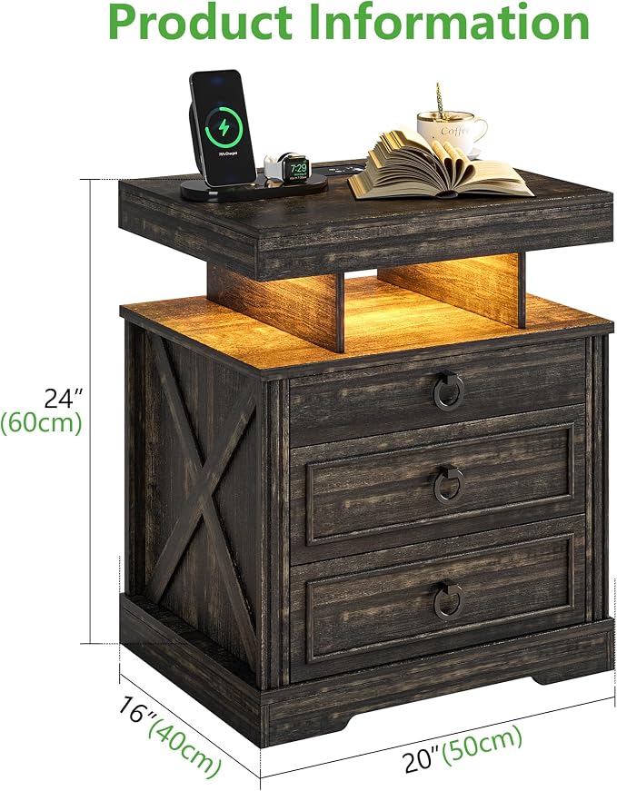 WOOVIVS Side Table with Gun Drawer - Image 3