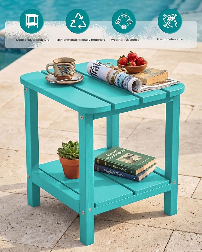 SERWALL Double Adirondack Side Table End Table- Tiffany - Image 4