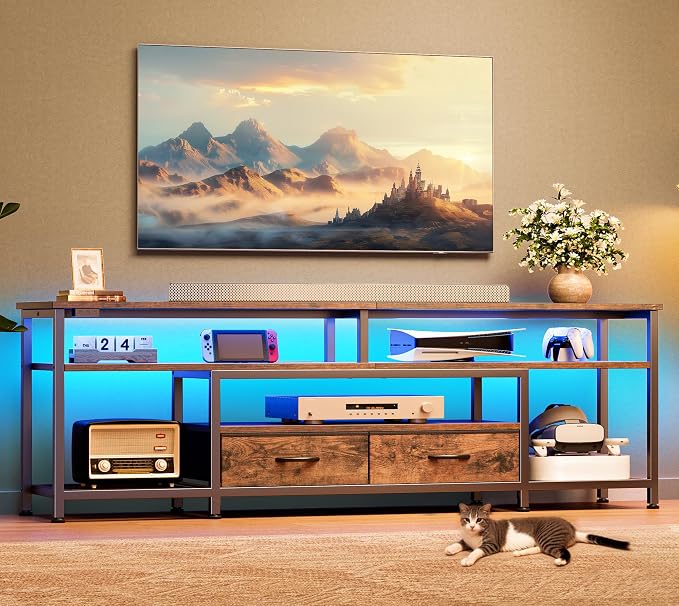 Huuger 63 Inch LED TV Stand for 65 70 Inch TV, Entertainment Center - Image 8