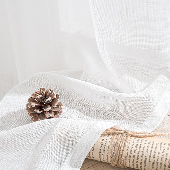 BGment 40 Inches Long White Linen Curtains - Image 7