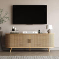 55 inch TV Stand with Power Outlet, Fluted Entertainment Center by Unknown