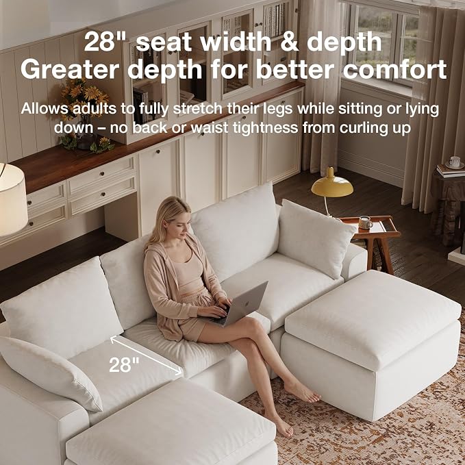 Novilla 104.3" Modular Cloud Couch, Modern Sectional Sofa - Image 15