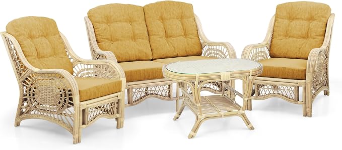Malibu Lounge Loveseat Natural Color, Sofa Natural Rattan Wicker Handmade Design - Image 4