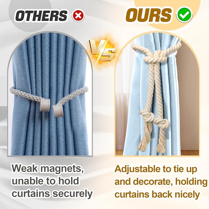 4 Pcs Hand Woven Curtain Tiebacks No Drilling - Image 2