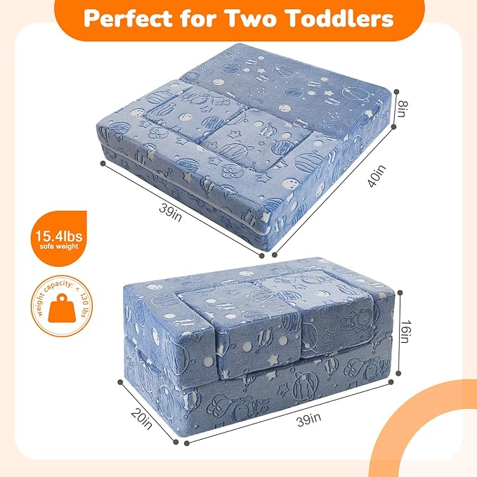 MeMoreCool Modular Kids Sofa, Glow in The Dark Space Kids Play Couch Sofa - Image 3